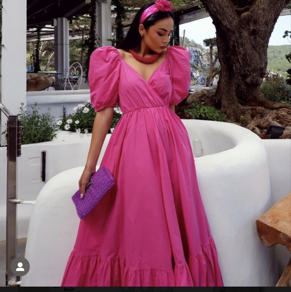 Zara Puff Sleeves Midi Dress Bloggers Favorite Size M - Picture 3 of 8